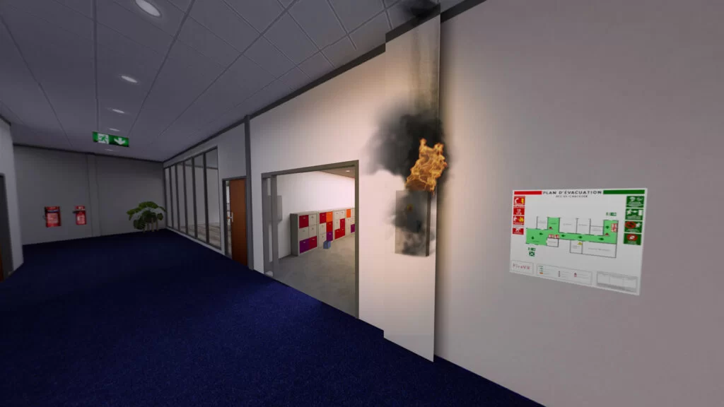 simulateur incendie en realite virtuelle couloir